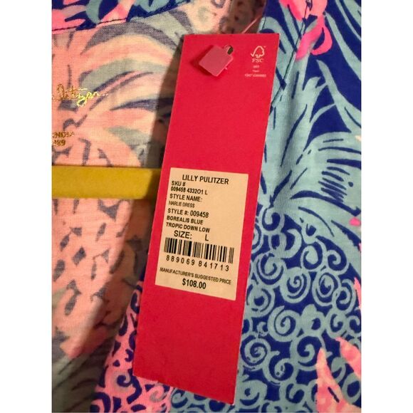 NWT Lilly Pulitzer Pineapple Print Mini Dress Blue Tropic Down Low Size Large - Picture 4 of 8